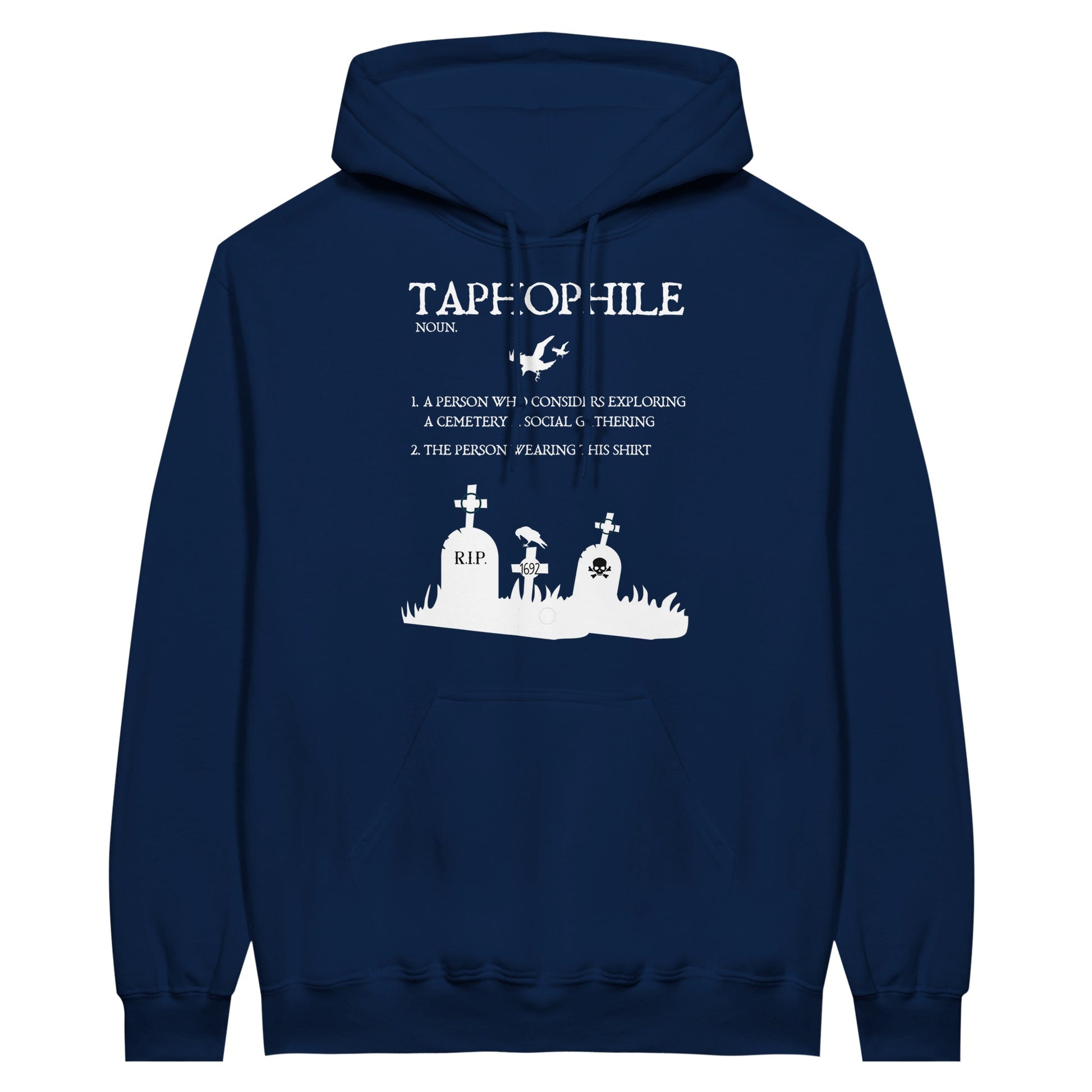 Taphophile Cemetery Lover Navy Blue Hoodie Sweatshirt